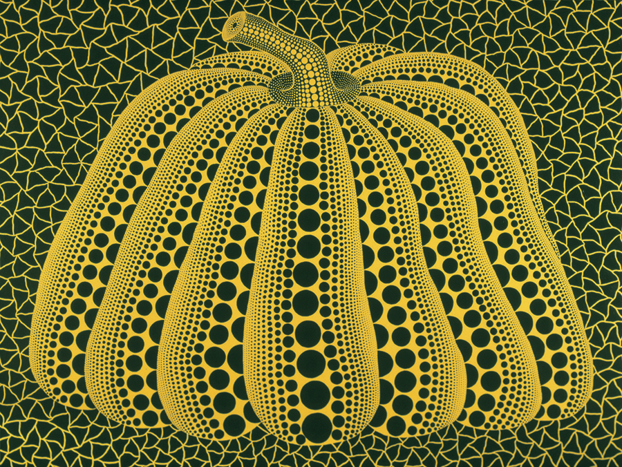 草間彌生《A PUMPKIN》（1999），黃色圓點南瓜繪畫